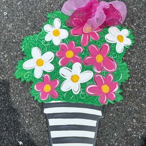 Pot of Daisies Door Hanger, Floral Door Hanger, Daisy Door Hanger, Spring Flower Door Hanger, Summer Flower Door Hanger, flower pot