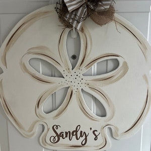 Personalized Sand Dollar Door Hanger, Beach Door Hanger, Beach Door Decor, Summer Door Hanger, Beach Door Wreath, handmade gift