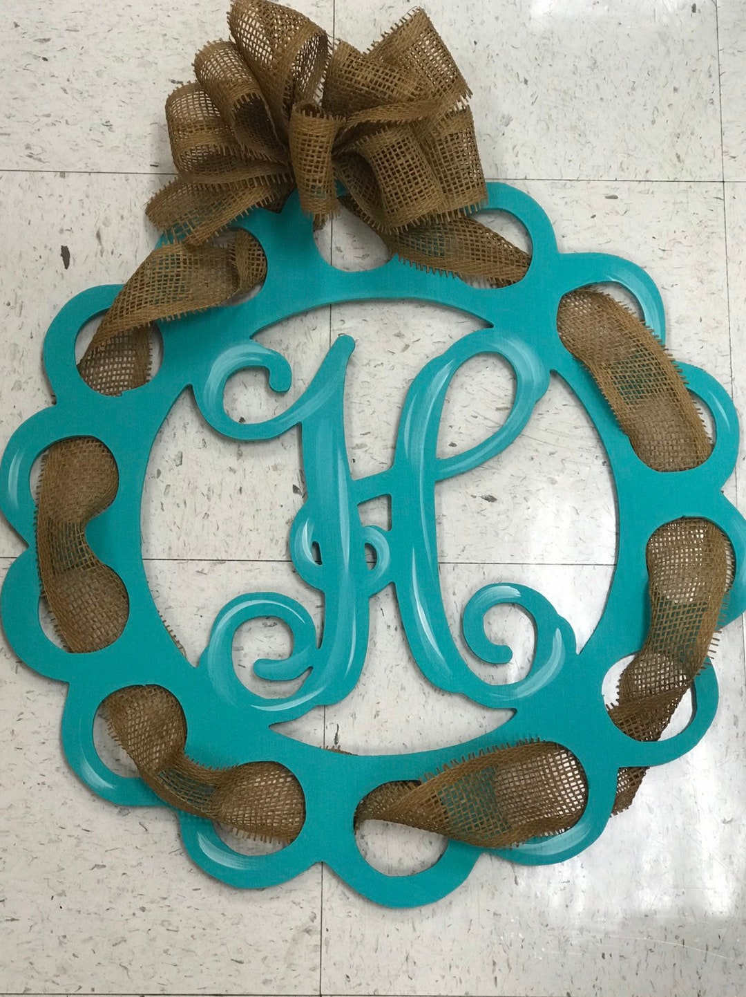 Door Monogram Ribbon Wrapped Door Letter Ribbon Door Hanger Framed Door