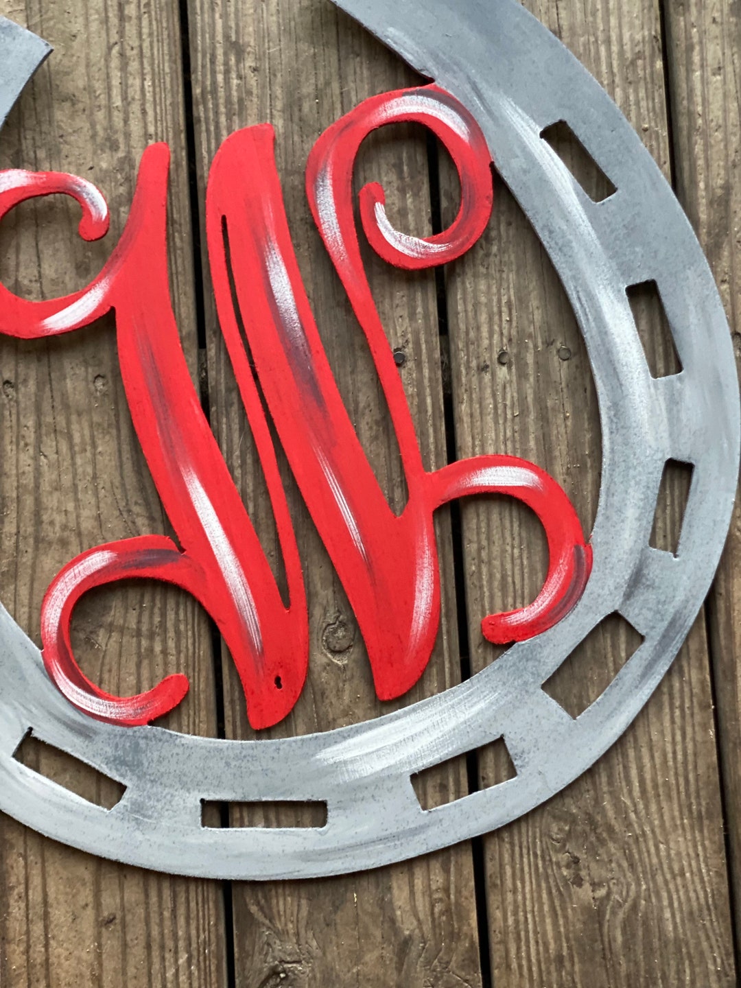 Monogram Horseshoe Door Hanger, Initial Door Hanger, Western Decor