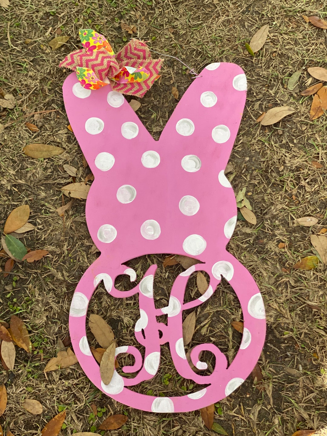 Monogram Bunny Door Hanger, Initial Door Hanger, Spring Decor, Easter
