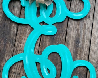 Letter monogram - Door hanger - Scroll letter - Door decor - Teal letter - Door letter