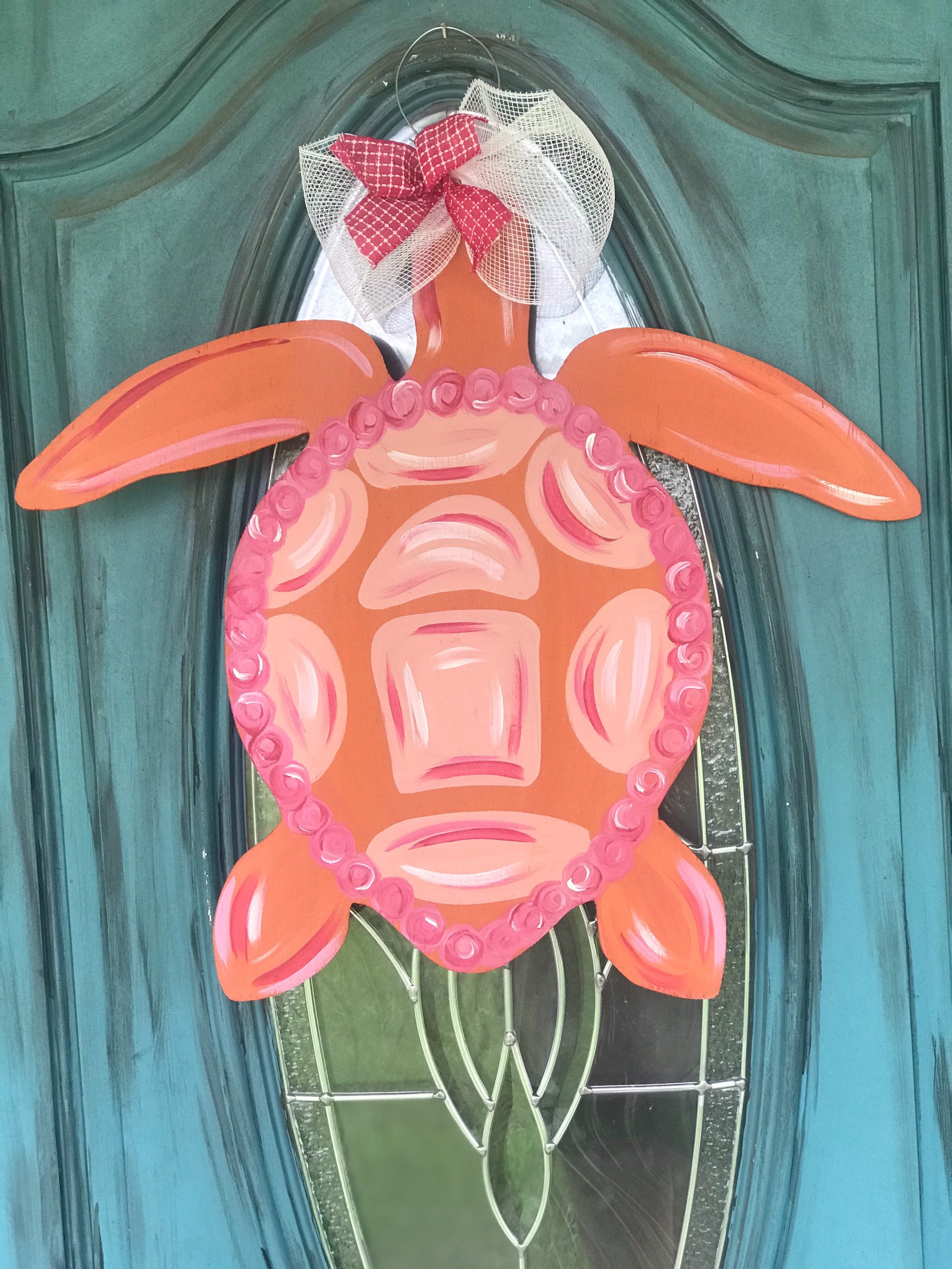 Wooden Sea Turtle Door Hanger, Beach Decor Door Hanger, Beach Door ...
