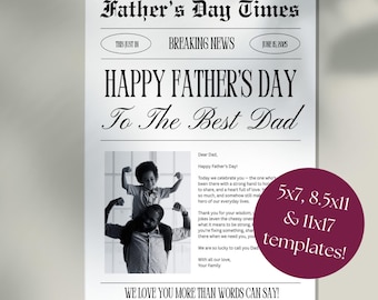 Father's Day Newspaper Gift | Editable Canva Template (Digital Download)