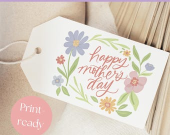 Etiqueta de regalo floral para el Día de la Madre (Descarga instantánea)