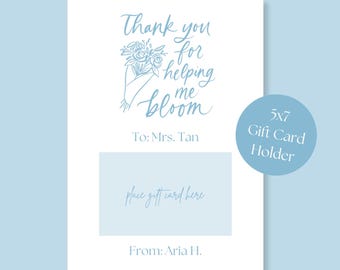 Porta tarjetas de agradecimiento para maestros (imprimible, descarga digital)