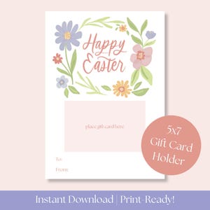 Druckbare Ostern Geschenkkartenhalter, Frohe Ostern Geschenkkarte Sofortiger Download druckbare, Floral Ostergeschenkkarte druckbare, Ostern druckbare