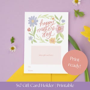 Druckbare Muttertagsgeschenk Kartenhalter Last Minute Muttertagsgeschenk Florals Sofortiger Download Muttertagskarte