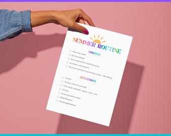 Kids Summer Routine Chart, Editable Daily Schedule (Canva Template)