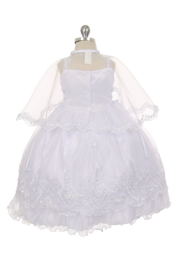 White Girl Baptism Dress With Heart Decorated Waist Band - Etsy
