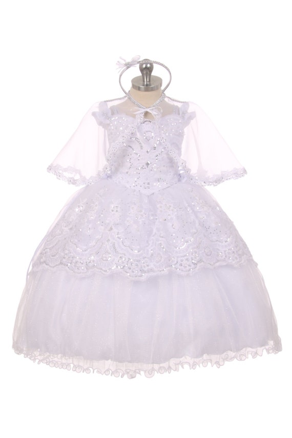 White Baptism Dress With Bow Design Girls Dresses Dresses | Etsy