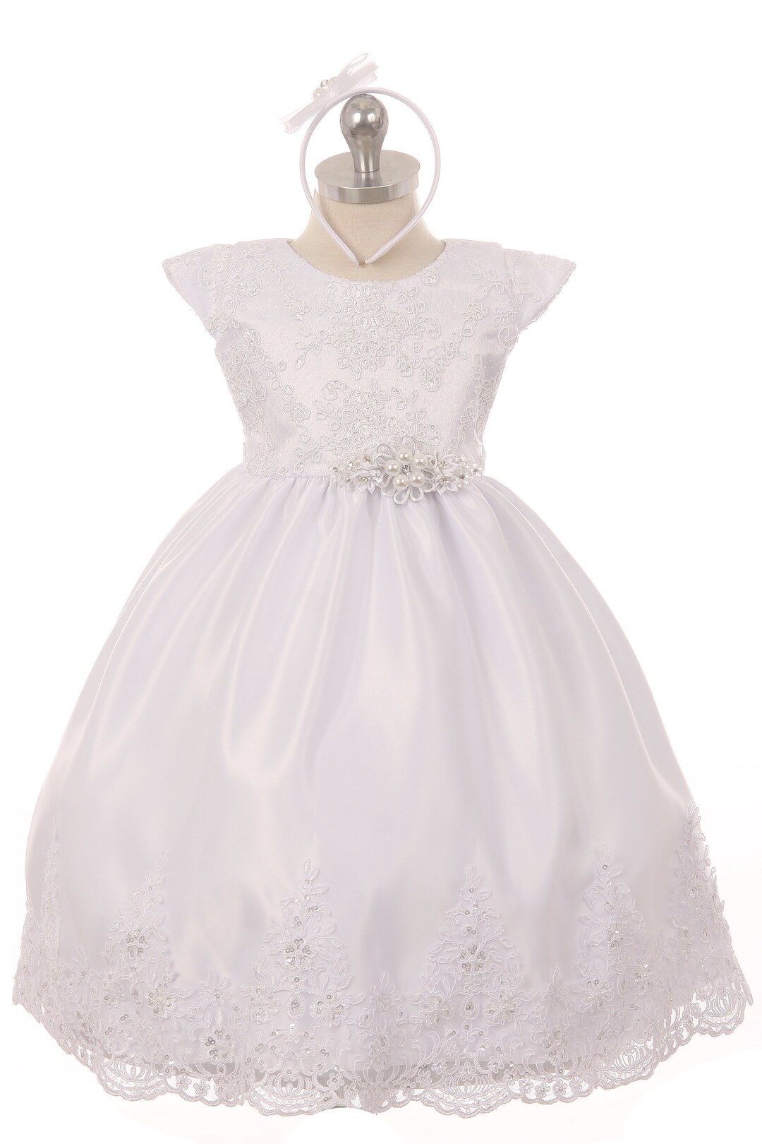 Baptism Dress With Hand Beaded Allover Lace Appliqué Bodice. - Etsy