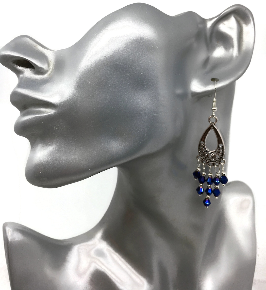 Boucles D'oreilles Argent Tibétain Avec Lapis Lazuli Et Corail - Neuf Sans Emballage
