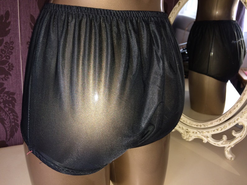 Vintage Style Knickers 70's 80's Granny Panties Knickers BLACK Semi
