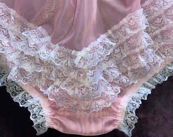 Vintage Style Bridal White 3 Row V Ruffled Back Sissy Maids Knickers ...