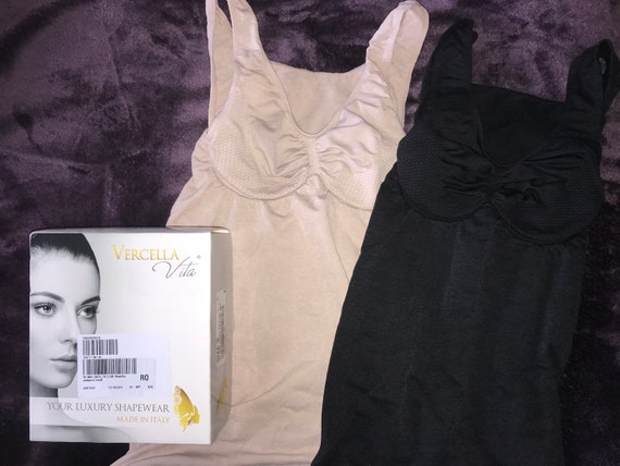 Vercella Vita Medium Control Cami Shapewear Shiny Feather String Design  Size Small X 2 OFF BOXED Black and Nude 