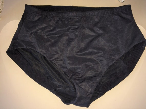 Vintage Style Knickers 70's 80's Granny Panties Knickers Black Semi Sheer  Slippery Size Xl Xxl 18 20 Uk 
