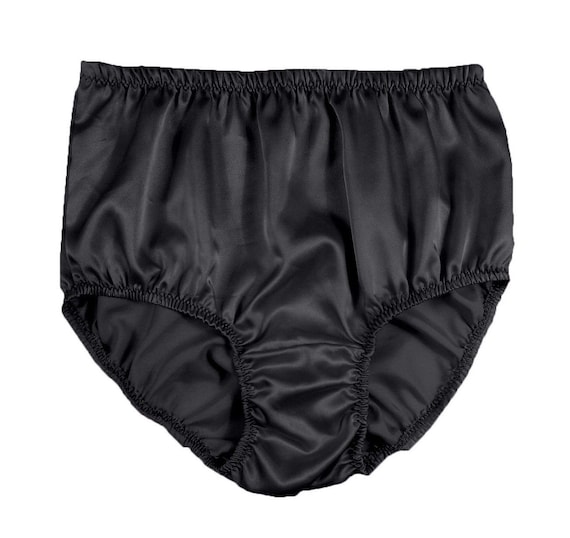 Vintage Style Knickers 70's 80's Granny Panties Knickers BLACK Semi Sheer  Slippery Size MEDIUM LARGE 