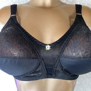 New Vintage original dipti Gemm bra non wire 36 D RJ162 PIN UP support Cup Black
