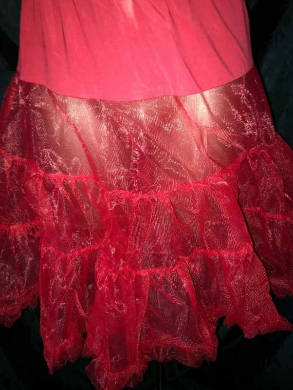 Vintage Crinoline tiered nylon waistband hot red … - image 2