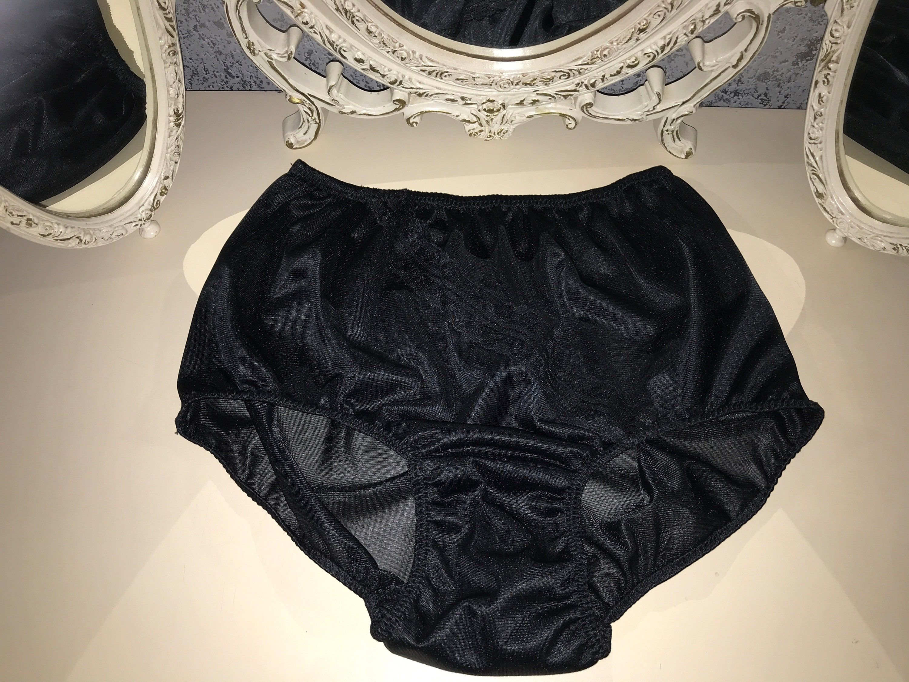 Vintage Style Retro Knickers 70's 80's Nylon Lace Inset Panties