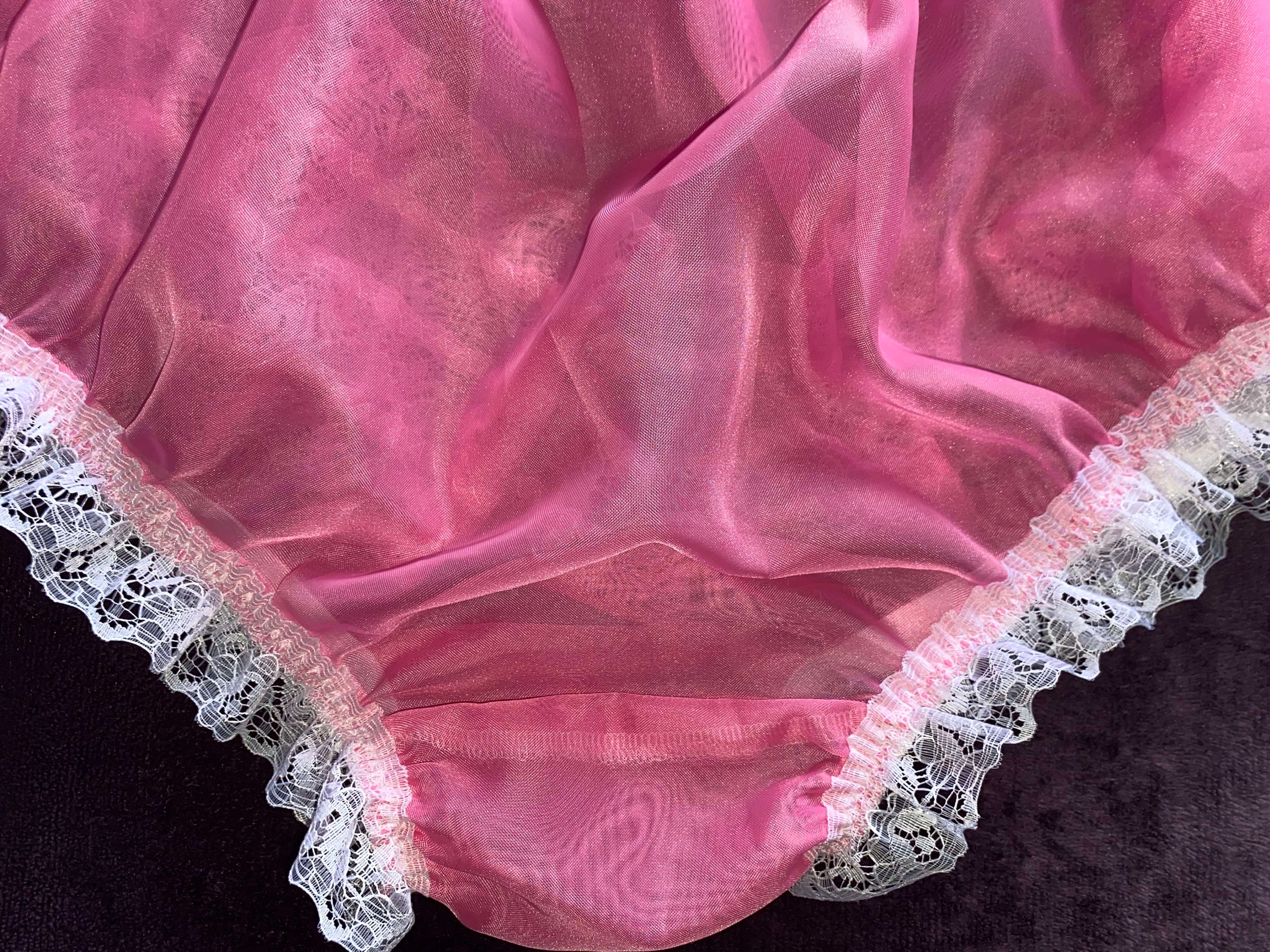 Vintage Style Cerise Pink With Four Row V Ruffled Back Sissy Maids or ...