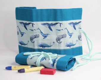 Waldorf pencil case Roll-up pencil case Roll-up pencil case Waldorf "Whales and Dolphins"