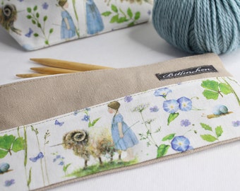 Knitting needle bags, pencil cases "Unicorn sheep beige"