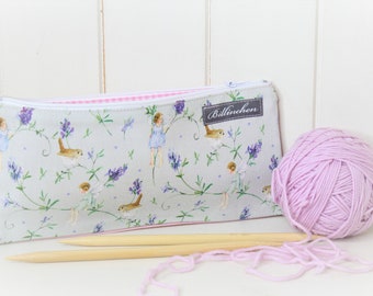 Knitting needle case, pencil case, pencil case "Lavender Elves"