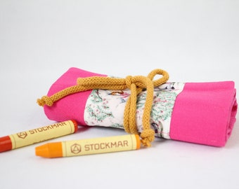 Waldorf pencil case, pencil case, pencil roll, roll-up pencil case Waldorf "Unicorn and Princess pink"