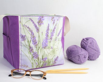 Handarbeitstasche  Häkeltasche  Stricktasche  Henkeltasche Projekttasche "Lavendel"