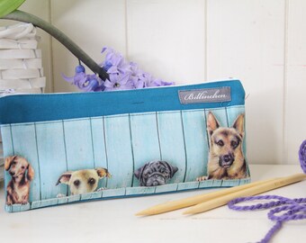 Knitting needle case/ pencil case “Dogs petrol”