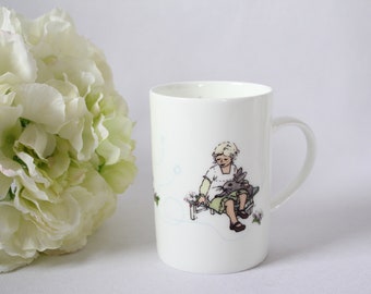 Cup, mug, coffee cup, tea cup, cake plate, breakfast plate "Child with Bunny"