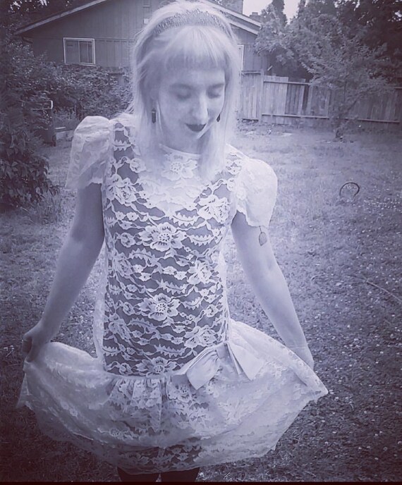 White Lace 80s Dress