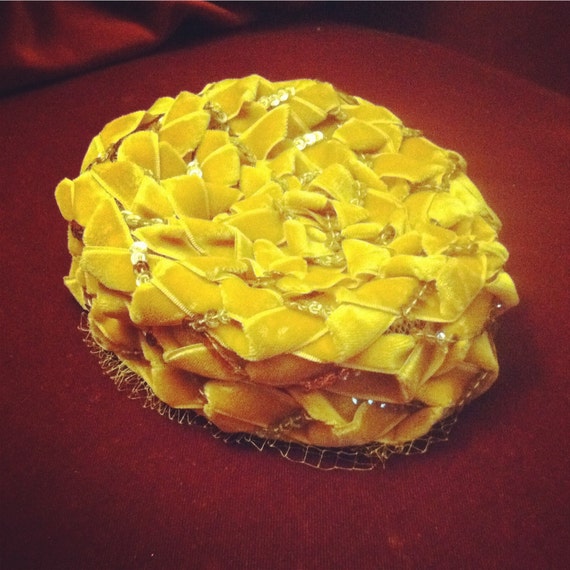 60's Canary Yellow Pillbox Hat