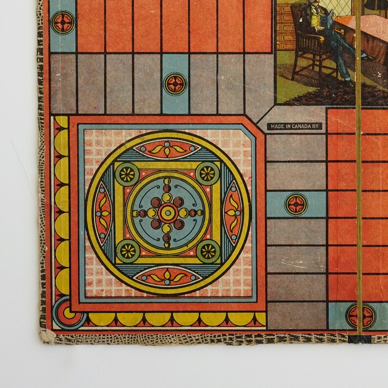 Antique parcheesi board antique game board folk art game | Etsy