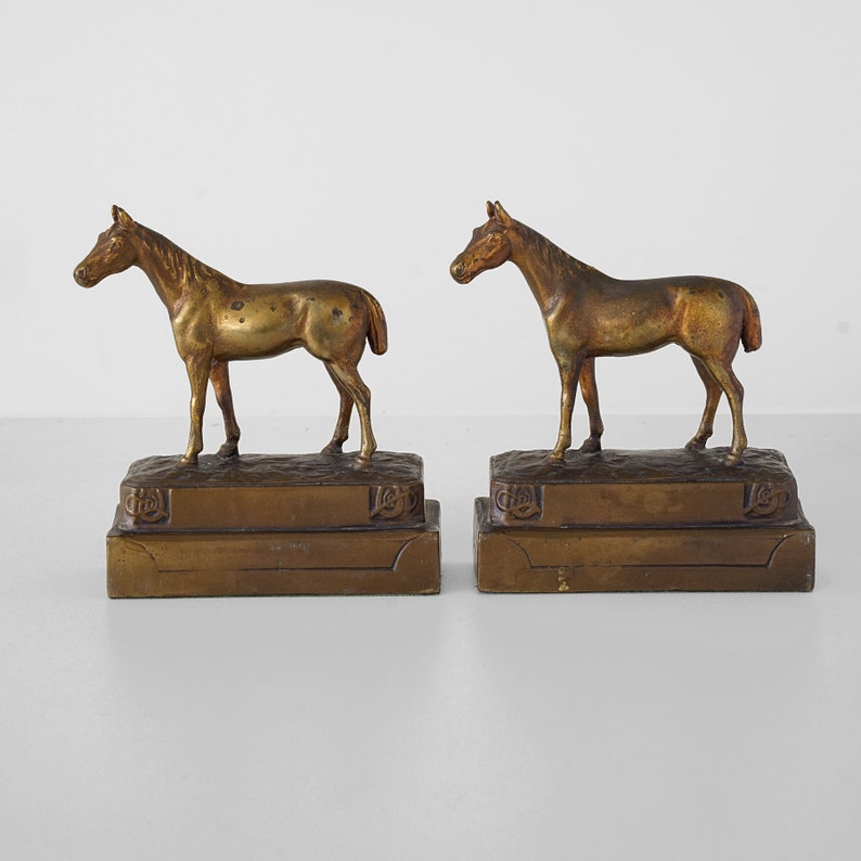 Armor bronze horse bookends horse bookends art deco Etsy