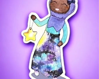 Hijabi Girl Waterproof Sticker, Muslim Islamic Sticker