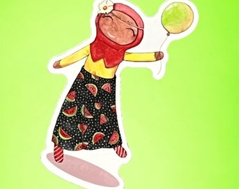 Adesivo impermeabile per ragazza hijab, regalo musulmano