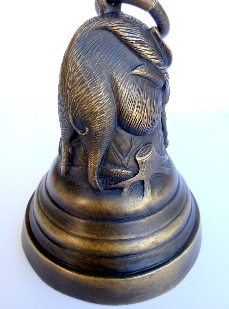 Brass bells Wild boar figurine Bronze table bell Modern bronze Etsy
