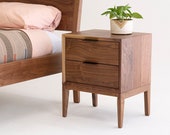 Laurelhurst Walnut Nightstand, Mid Century Modern Bedside Table, Nightstand with Drawer