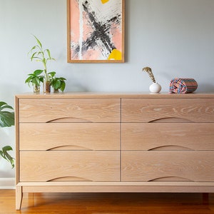 Lark Dresser, White Oak Low Dresser, Mid Century Modern Dresser, 6 Drawer Dresser