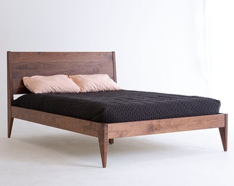 Willard Bed Frame ~ Walnut Platform Bed Frame