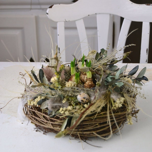 Spring decoration, wreath, flower arrangement