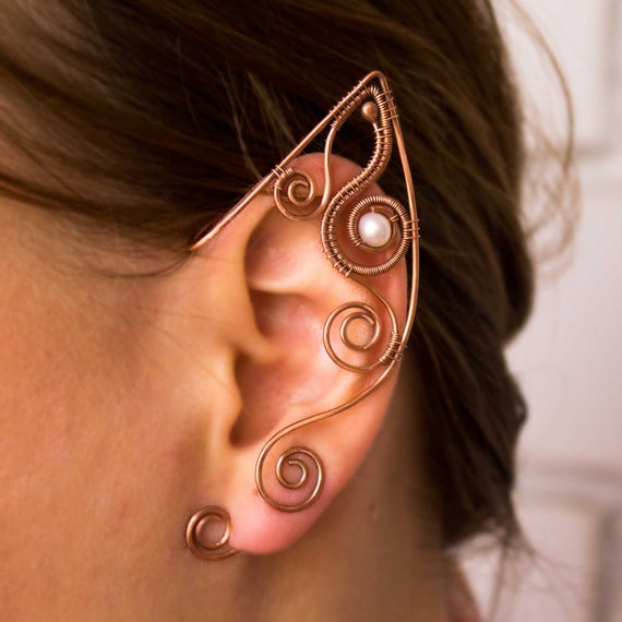 Pearl ear cuffs made of copper Etsy