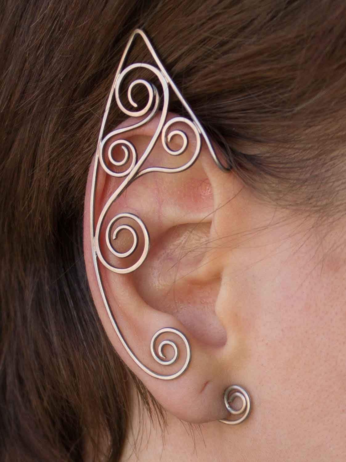 Elf ear cuffs in wire wrapped technique of silver color Etsy