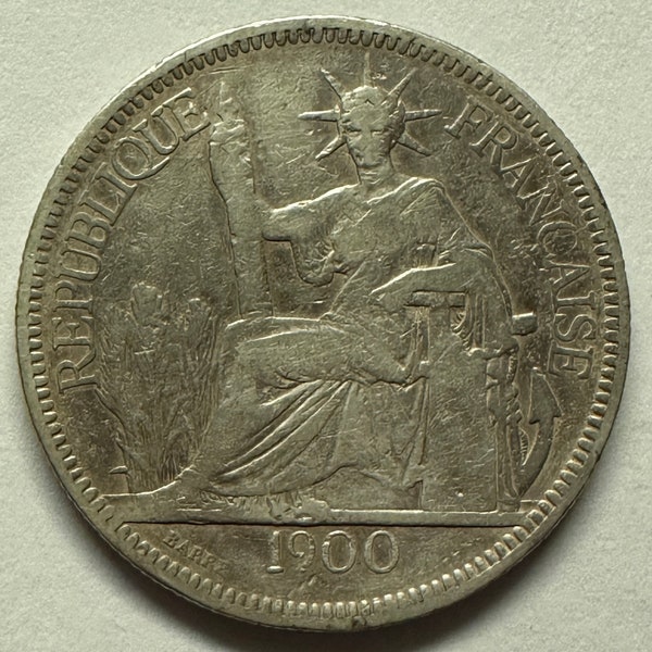 1900 French Indochina /Vietnam 1 Piastre Silver Coin