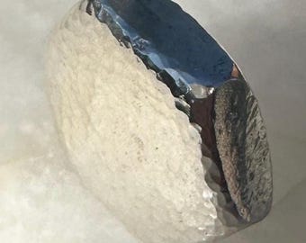 Hexagonal Poured .999 Fine Silver With Hammered Texture.