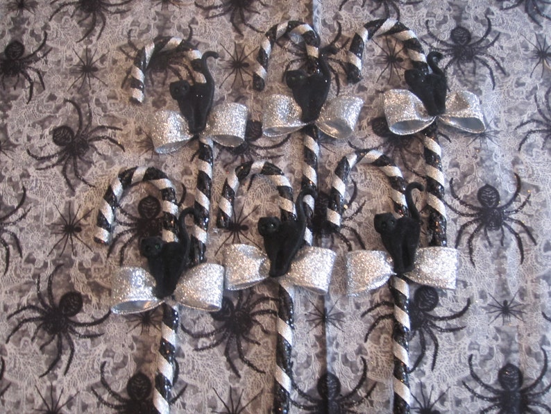 Set of 6 Halloween Candy Cane Ornaments Etsy