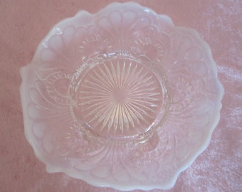 Clear Opalescent Moonstone Ruffled Candy Dish